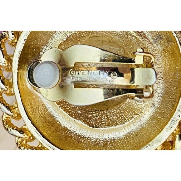 Givenchy Paris New York Vtg Large Gold Round Clip Chic Oversized 80s Earrings